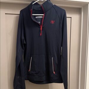 Abercrombie & Fitch Navy and Red Men's Shirt